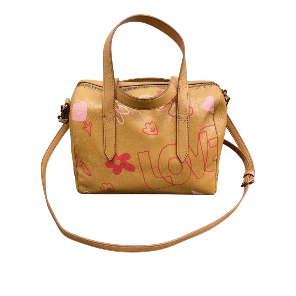 NWT Fossil Crossbody Women’s Sydney Satchel “Love Letter” Honey Brown